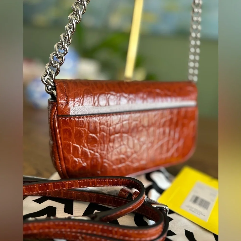 NWT! New Marc Jacobs J Marc Mini Shoulder Bag -Croc-embossed Leather Cognac 3way